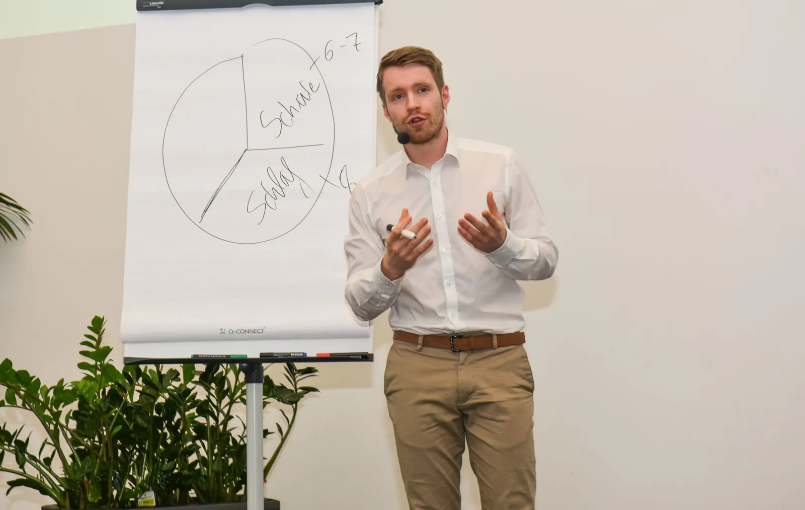 Florian Buschmann bei einer Fortbildung mit Flipchart